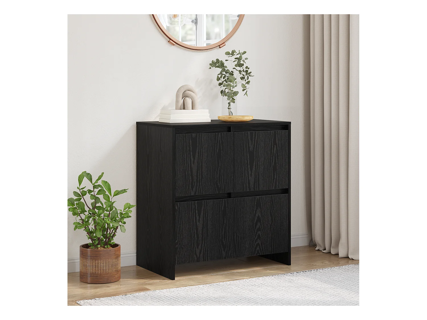 Buffet avec porte Chêne noir 70 x 41 x 75 cm Bois d'ingénierie