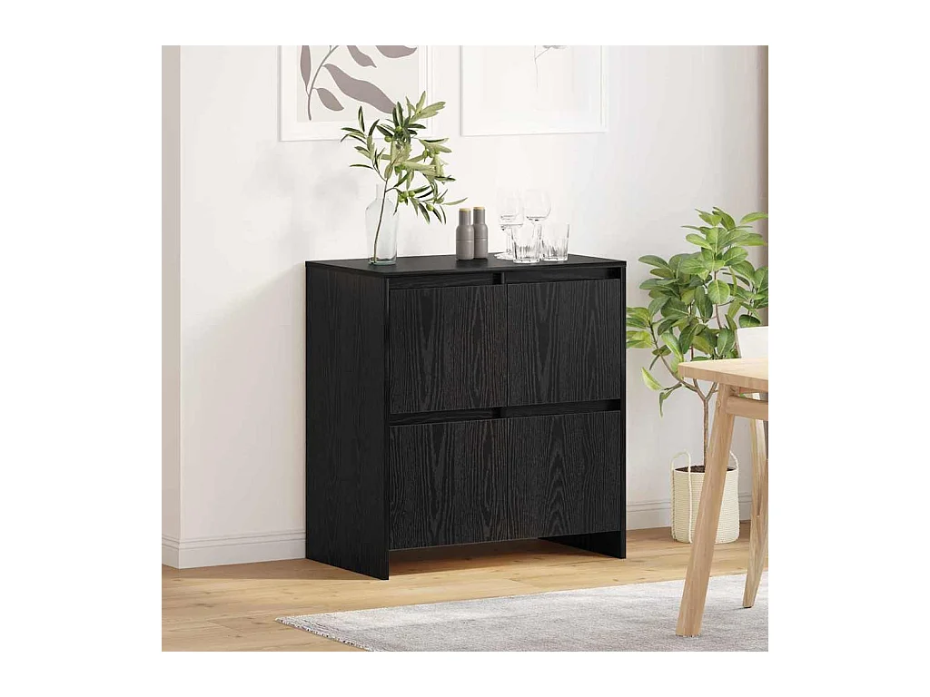Buffet avec porte Chêne noir 70 x 41 x 75 cm Bois d'ingénierie