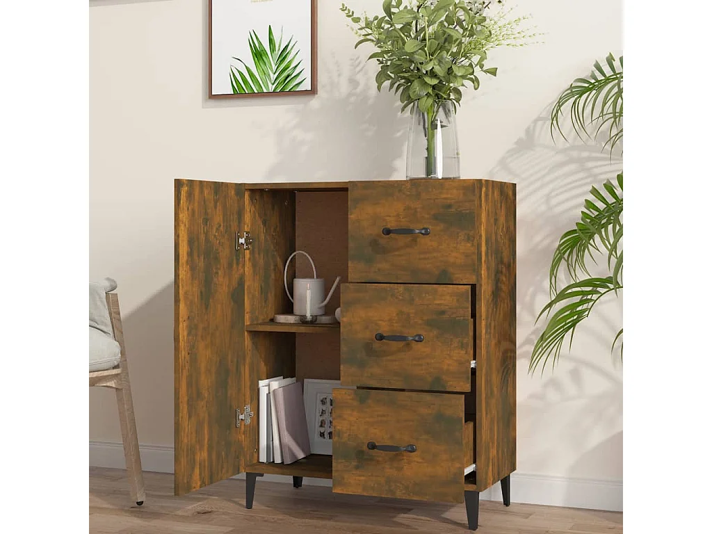Sideboard aus geräucherter Eiche, 69,5 x 34 x 90 cm, Holzwerkstoff