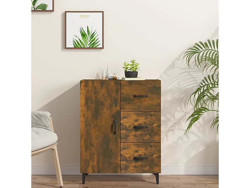Buffet chêne fumé 69,5x34x90 cm bois d'ingénierie