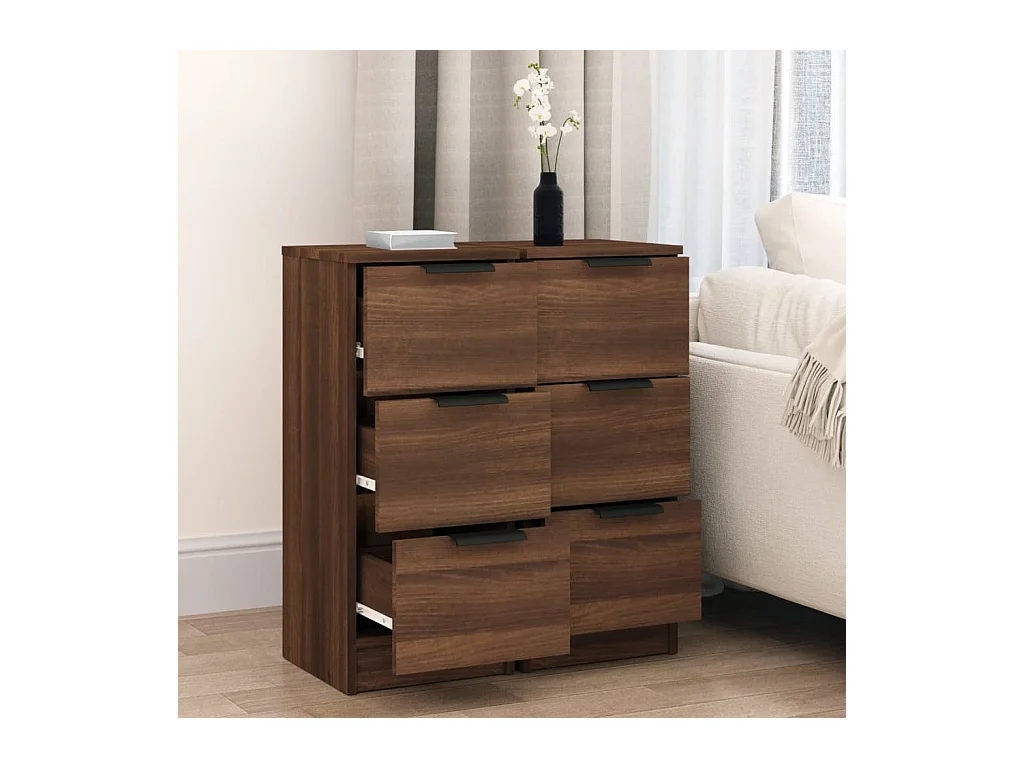 Buffets 2 pcs chêne marron 30x30x70 cm Bois d'ingénierie