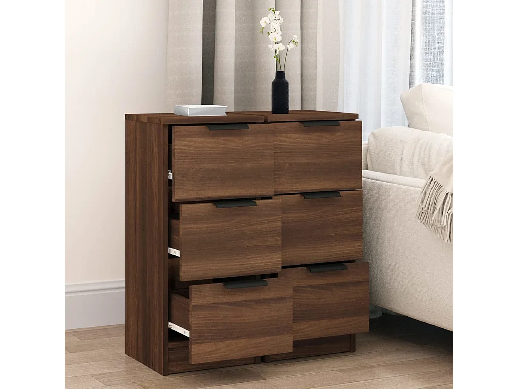 Buffets 2 pcs chêne marron 30x30x70 cm Bois d'ingénierie