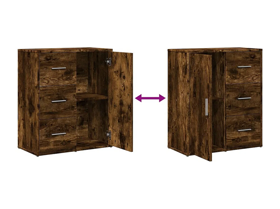 Buffets 2 pcs chêne fumé 60x31x70 cm bois d'ingénierie