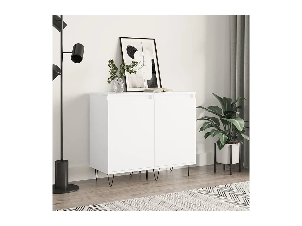 Buffets 2 pcs blanc 40x35x70 cm bois d’ingénierie