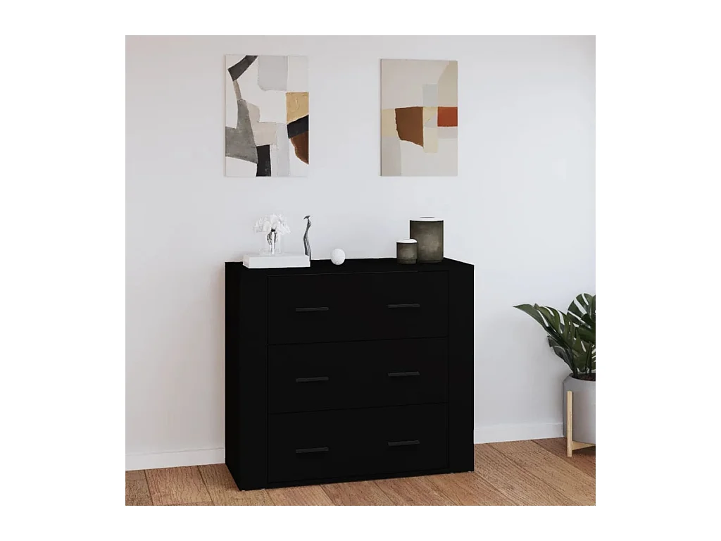 Buffet Noir 80x33x70 cm Bois d'ingénierie