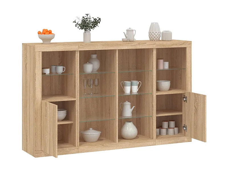 Sideboards mit LED-Beleuchtung 3-teilig Sonoma Eiche Holzwerkstoff