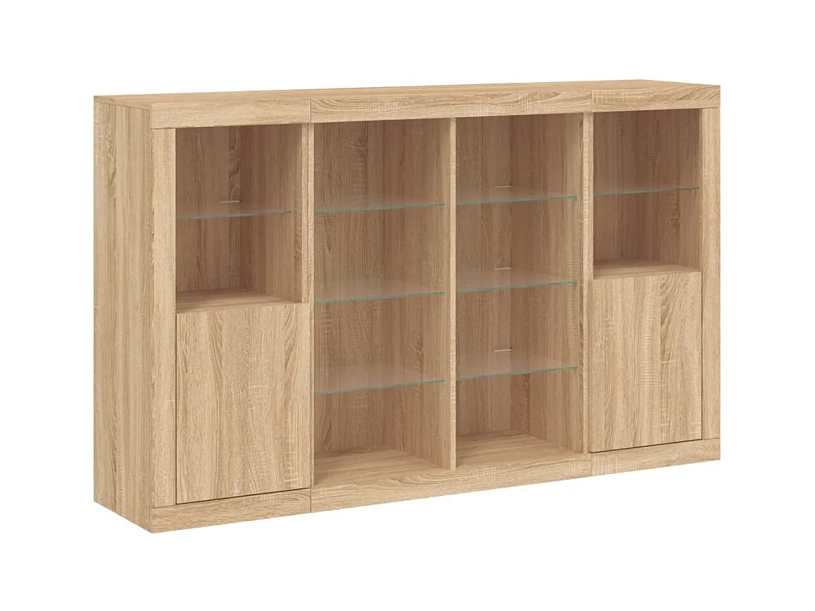 Buffets avec lumières LED 3 pcs chêne sonoma bois d'ingénierie