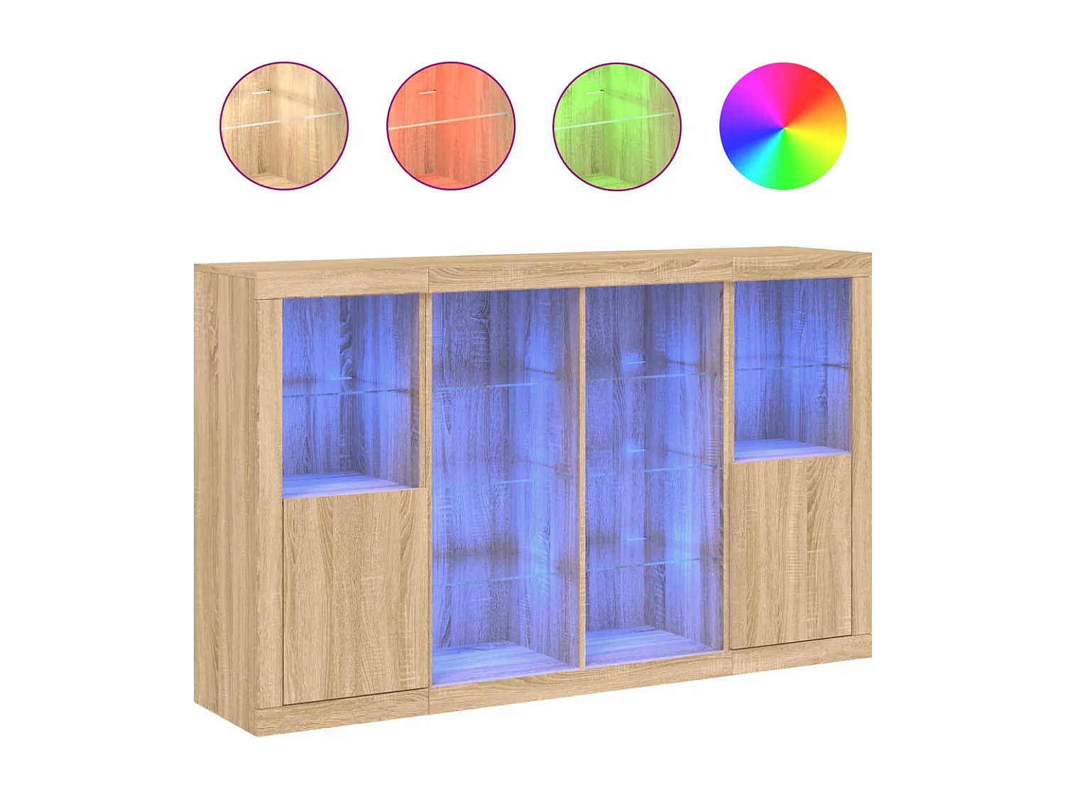 Buffets avec lumières LED 3 pcs chêne sonoma bois d'ingénierie