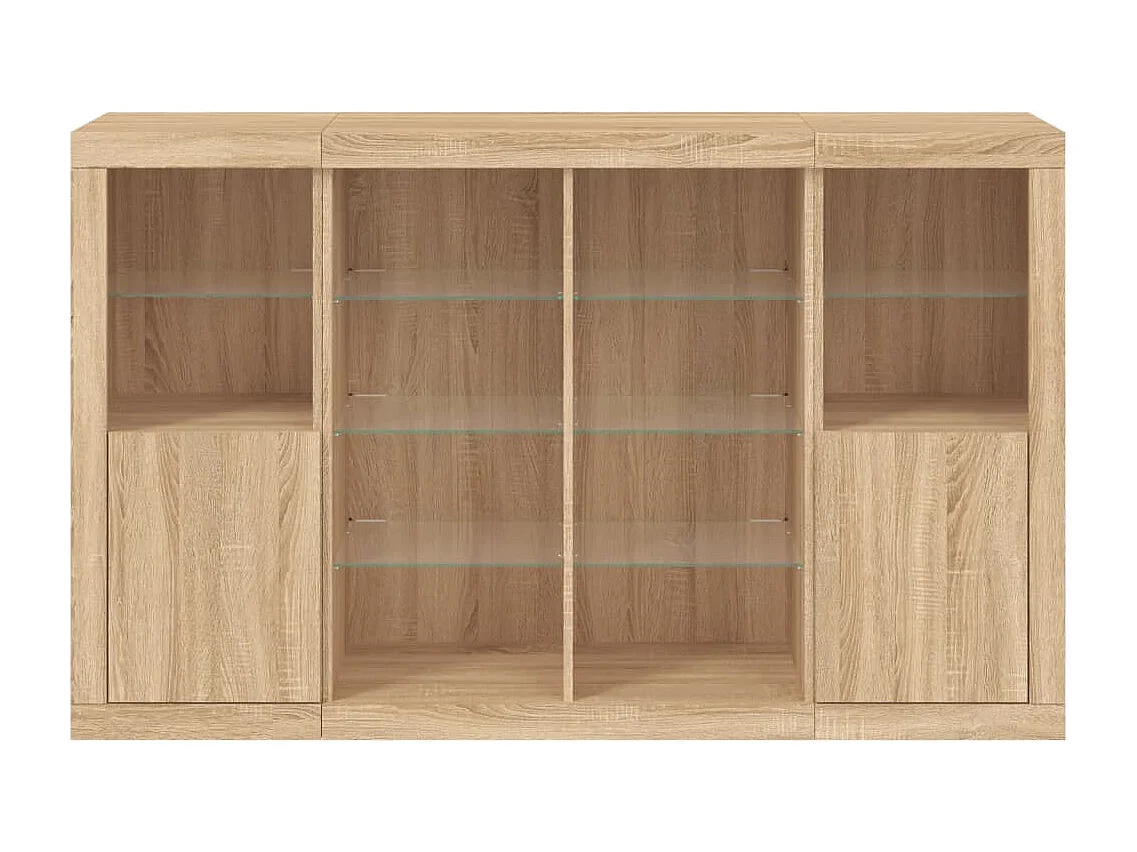 Buffets avec lumières LED 3 pcs chêne sonoma bois d'ingénierie