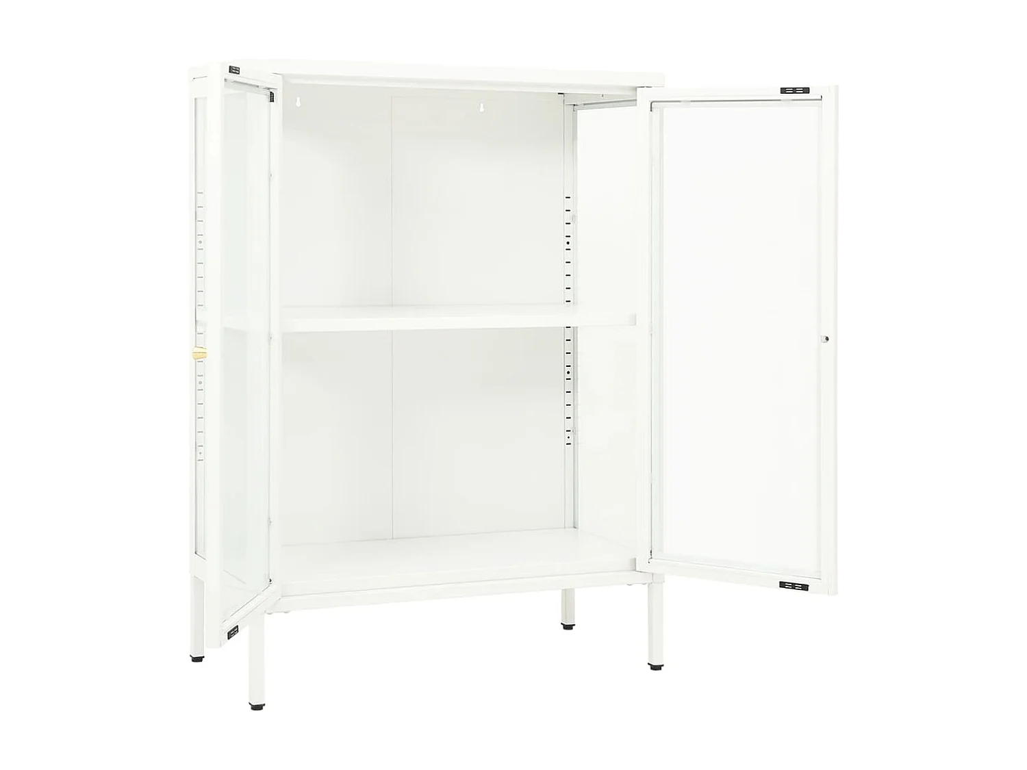 Buffet Blanc 75x35x105 cm Acier et verre