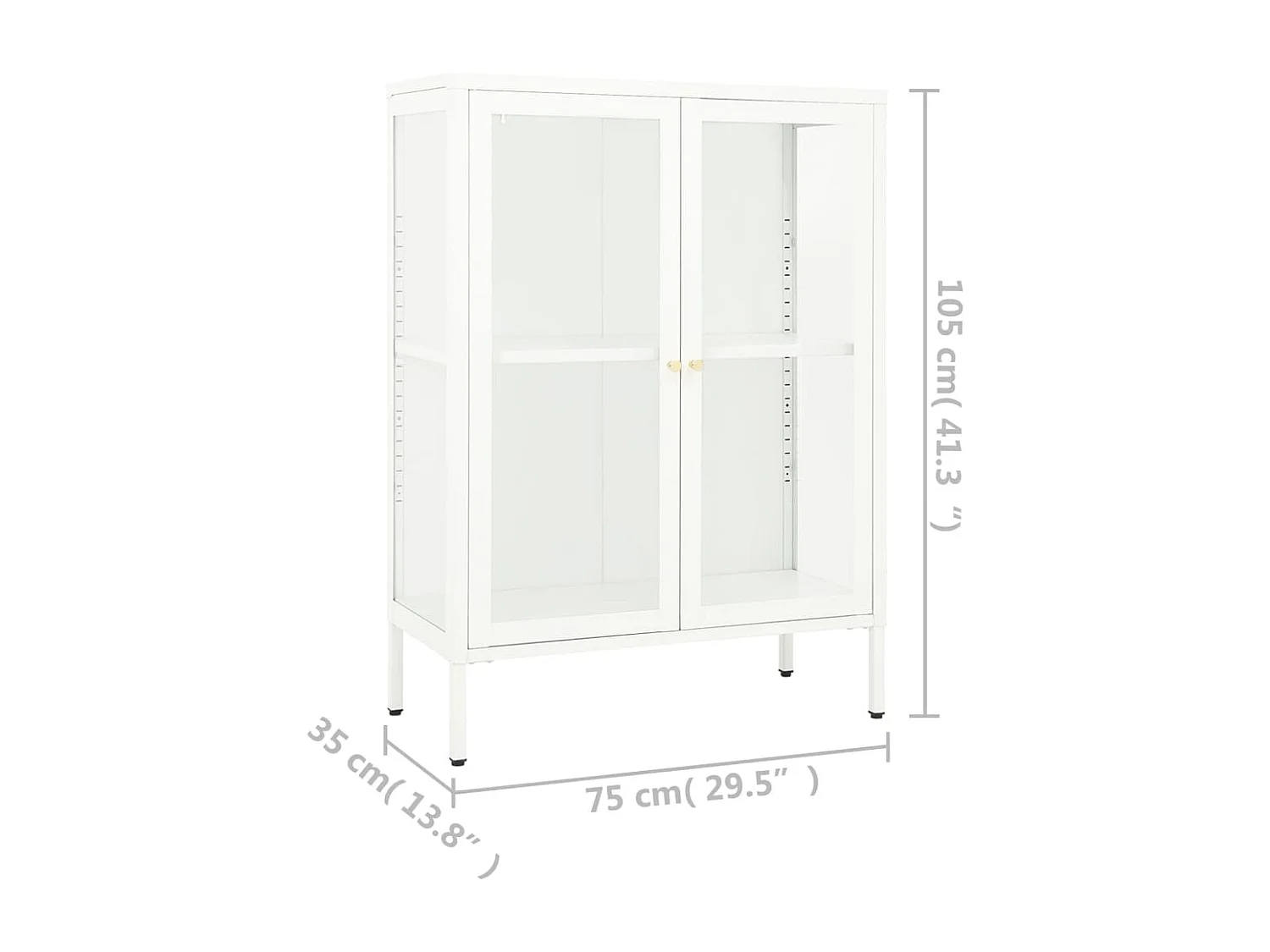 Aparador Blanco 75x35x105 cm Acero y cristal