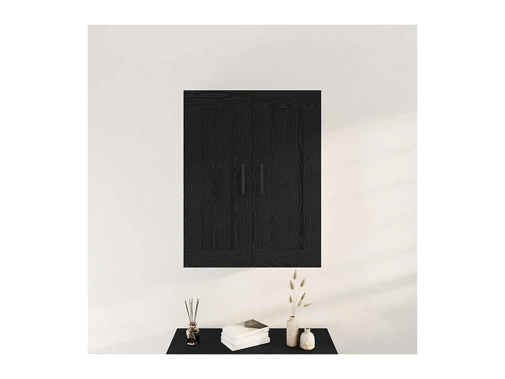 Zwarte Eiken Wandmeubel 69,5x34x90 cm Bewerkt Hout