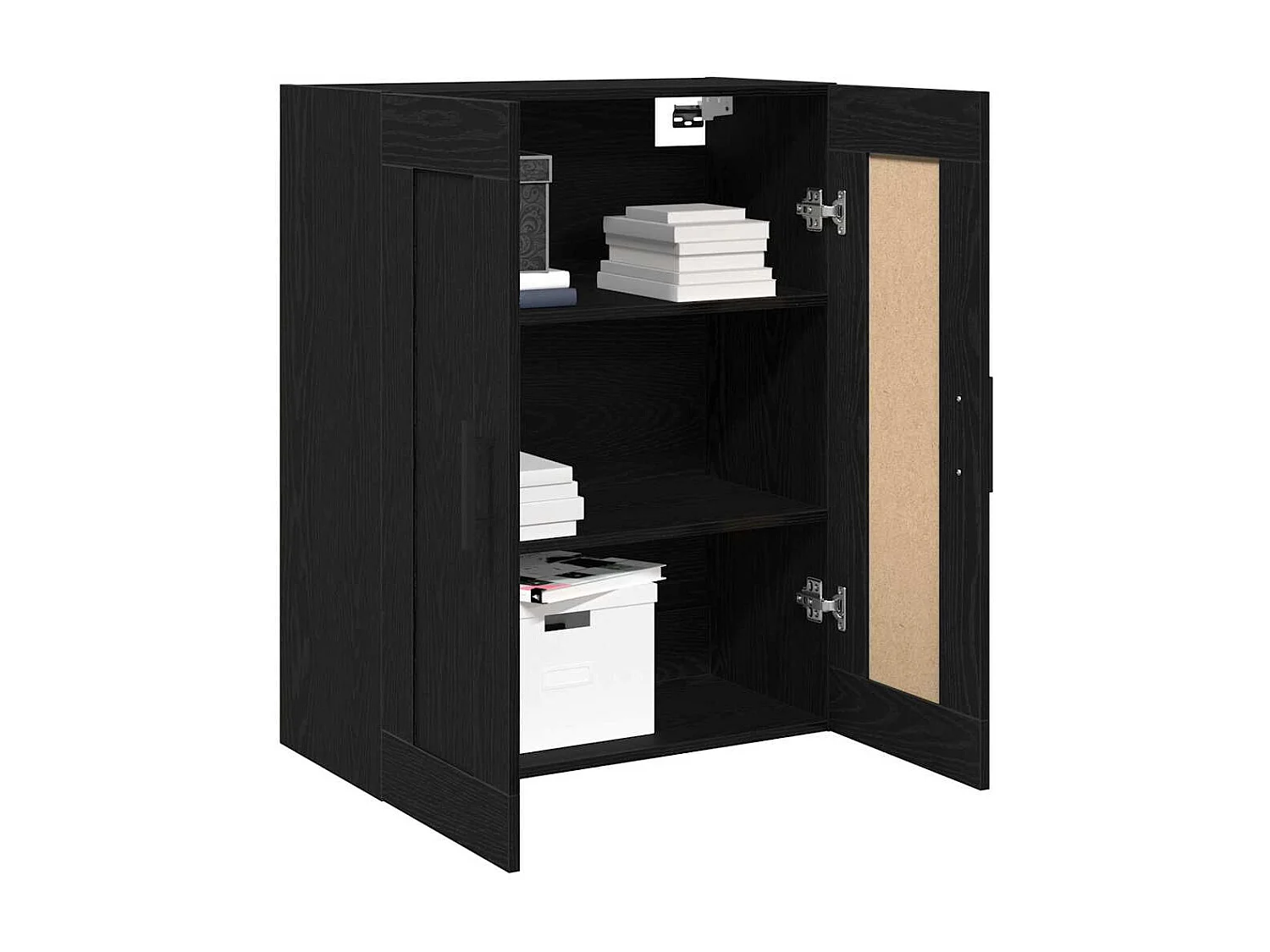 Zwarte Eiken Wandmeubel 69,5x34x90 cm Bewerkt Hout