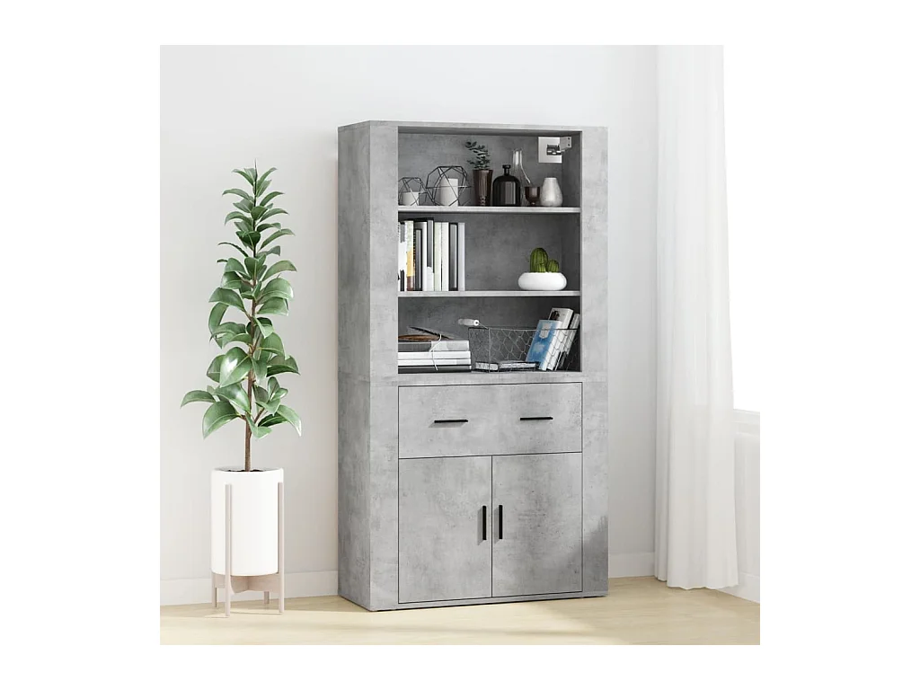 Buffet haut Gris béton Bois d'ingénierie