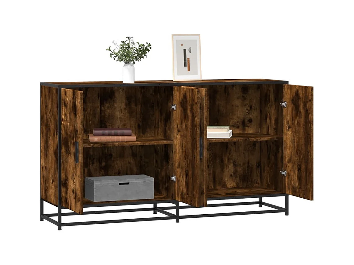 Buffet chêne fumé 134x35x76 cm bois d'ingénierie