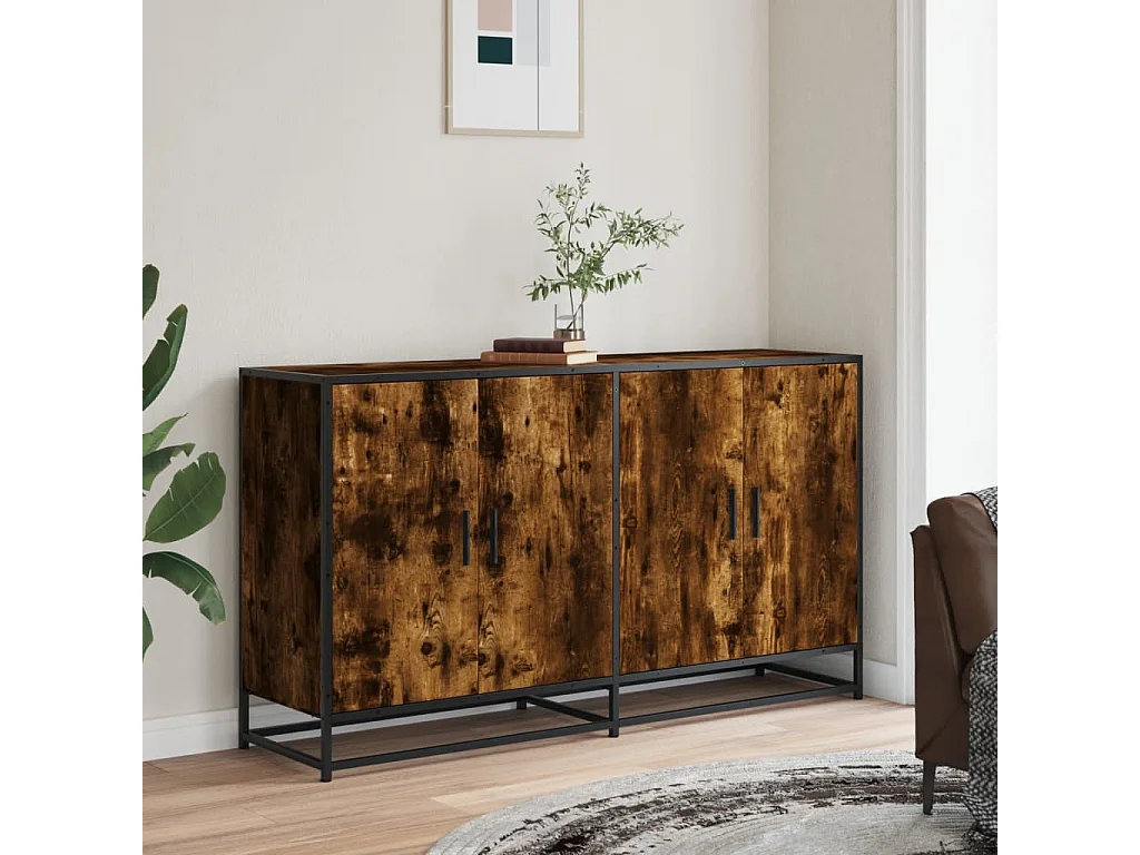 Gerookt eikenhouten dressoir 134x35x76 cm bewerkt hout