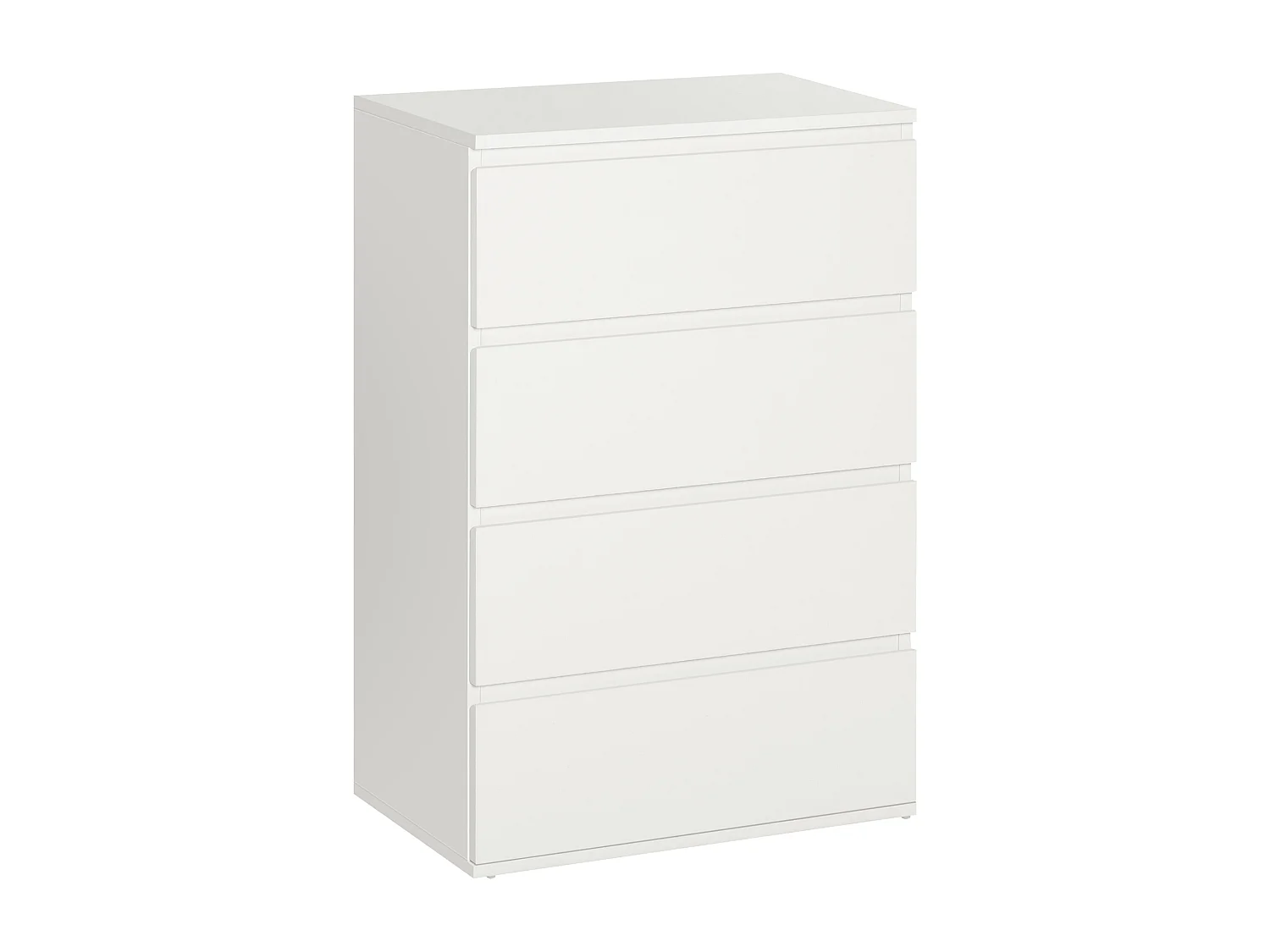Cómoda de 4 cajones, diseño minimalista, MDF, color blanco, con sistema antivuelco (55x33x80cm)