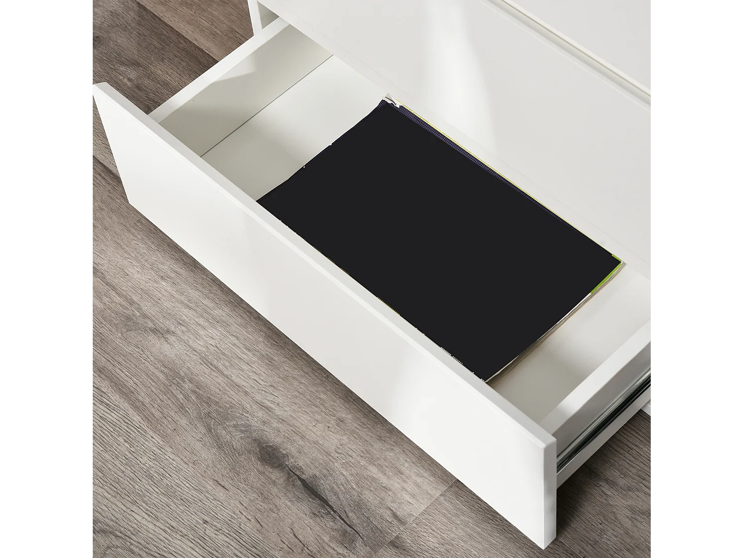 Cómoda de 4 cajones, diseño minimalista, MDF, color blanco, con sistema antivuelco (55x33x80cm)