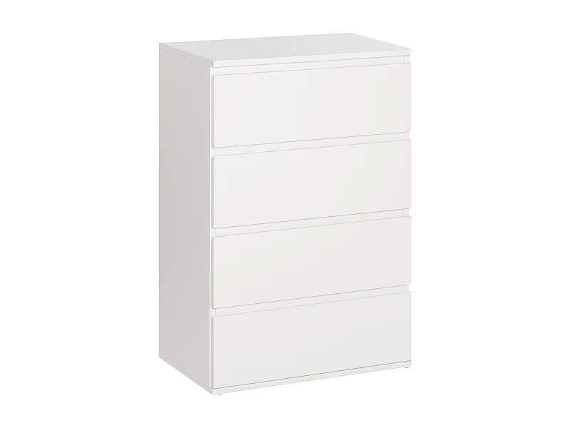 Cómoda de 4 cajones, diseño minimalista, MDF, color blanco, con sistema antivuelco (55x33x80cm)