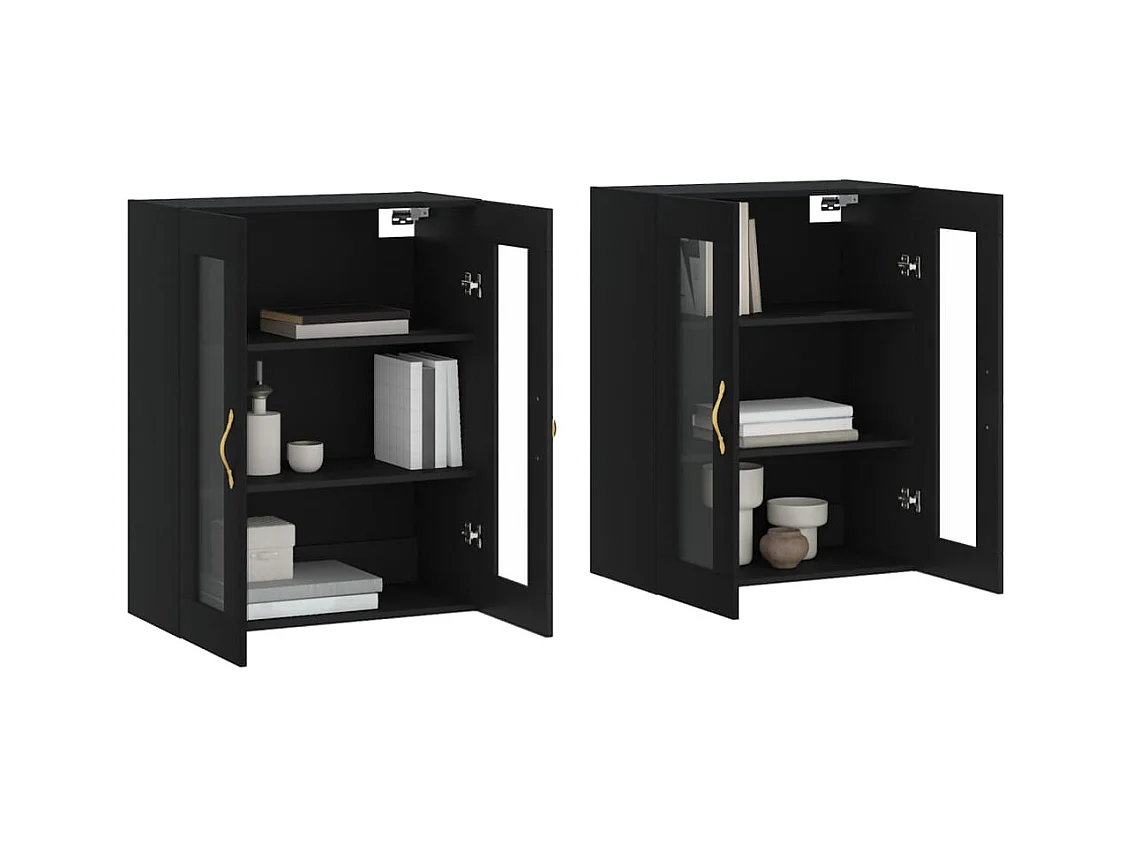 Armoires murales 2 pcs noir bois d'ingénierie