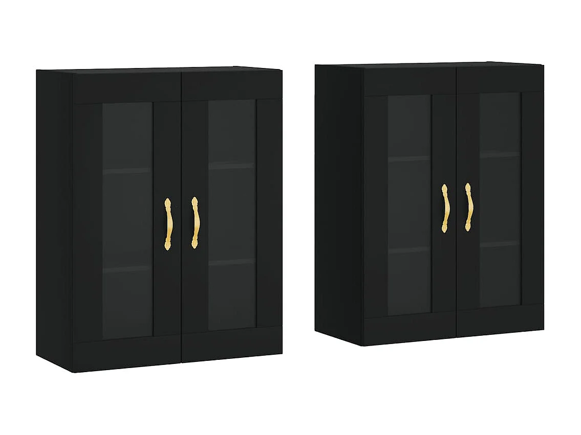 Armoires murales 2 pcs noir bois d'ingénierie
