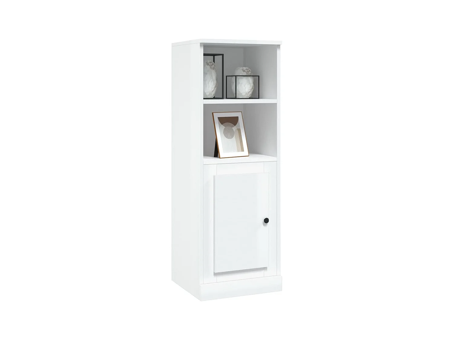 Buffet haut blanc brillant 36x35,5x103,5 cm bois d'ingénierie