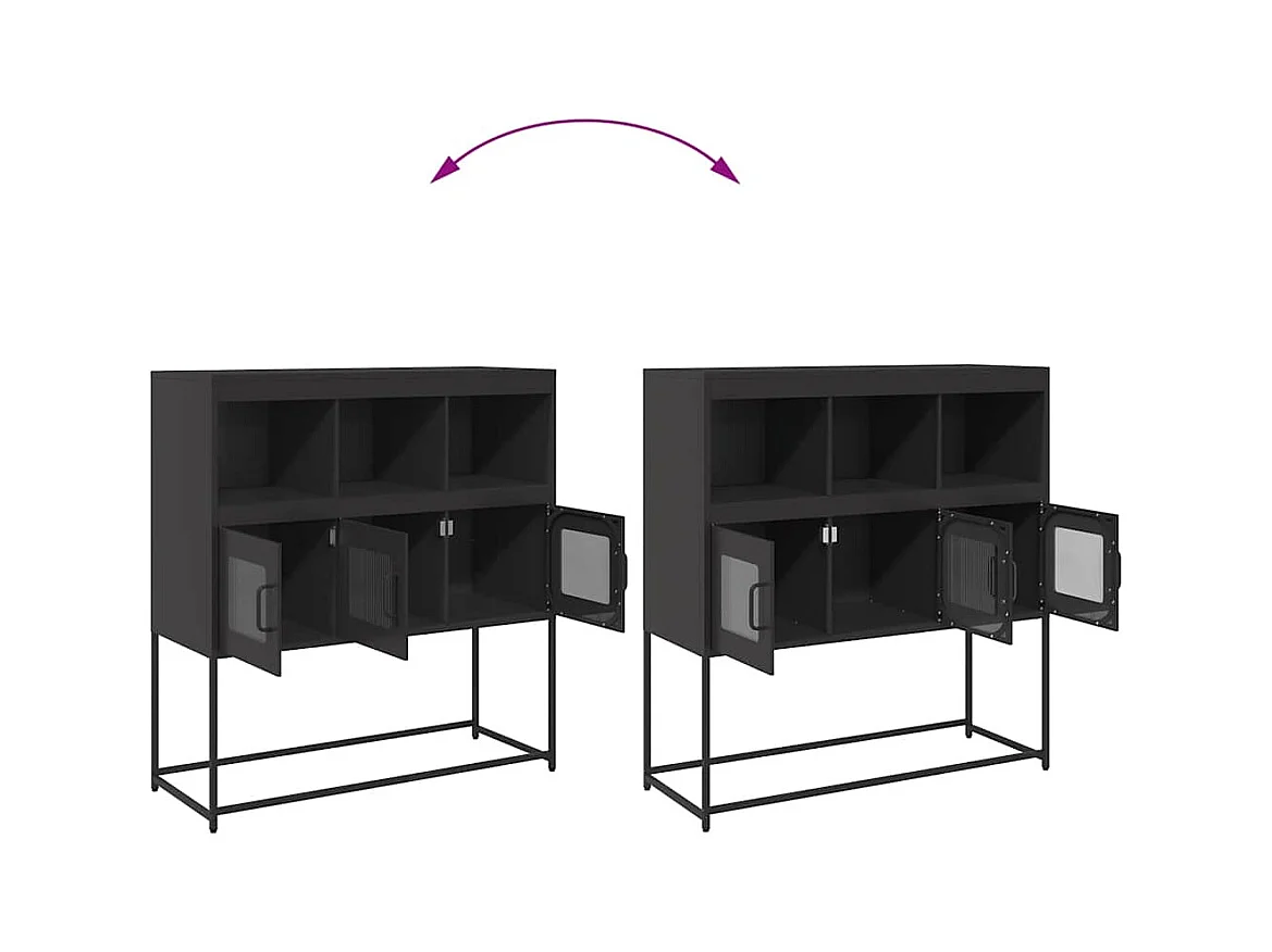 Buffet noir 100,5x39x107 cm acier laminé à froid