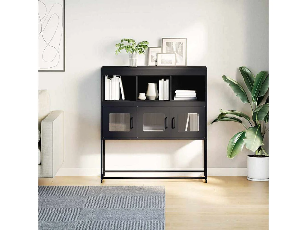 Buffet noir 100,5x39x107 cm acier laminé à froid