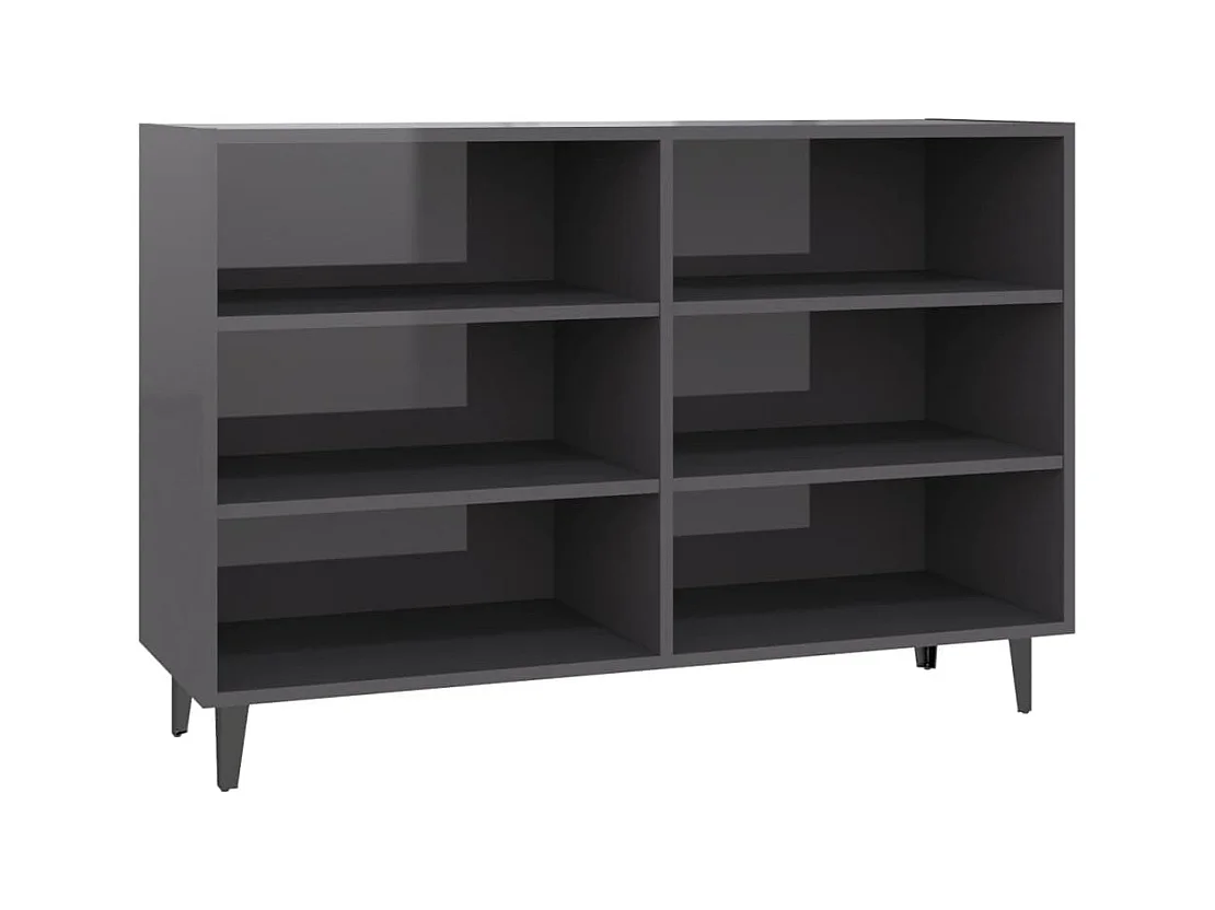 Glänzend graues Sideboard 103,5 x 35 x 70 cm Holzwerkstoff