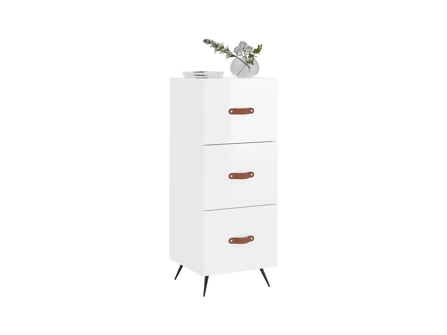 Credenza Bianco lucido 34,5x34x90 cm Legno composito