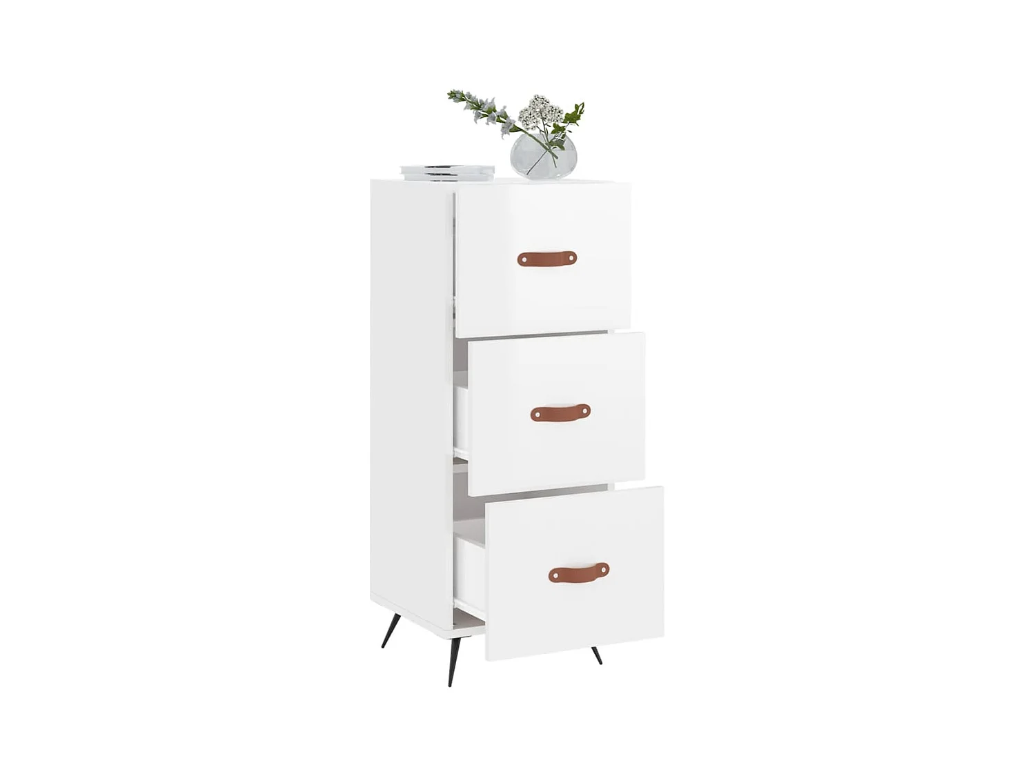 Credenza Bianco lucido 34,5x34x90 cm Legno composito