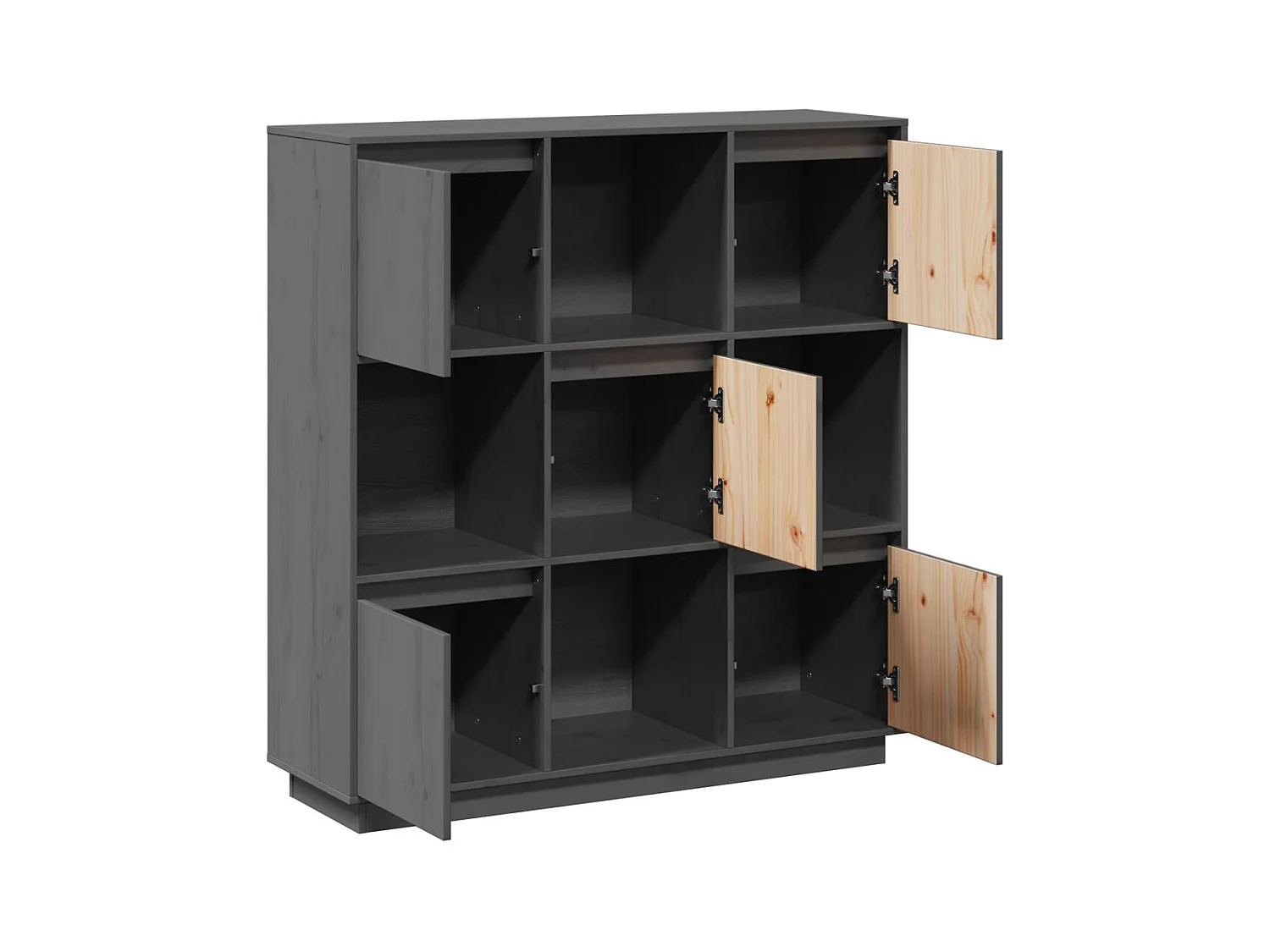 Buffet Gris 110,5x35x117 cm Bois massif de pin