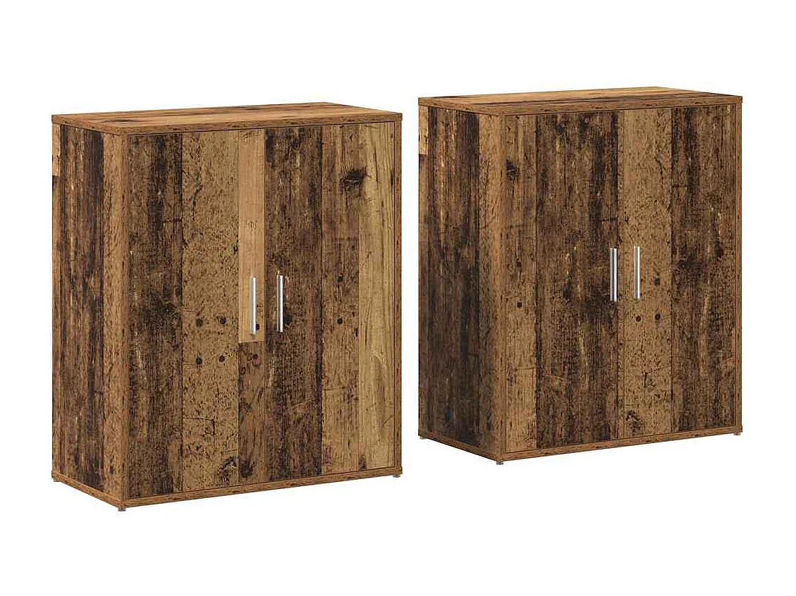 Hochschrank mit Regal mit Stauraum mit Tür 2 Stk. Antikholz 60 x 31 x 70 cm