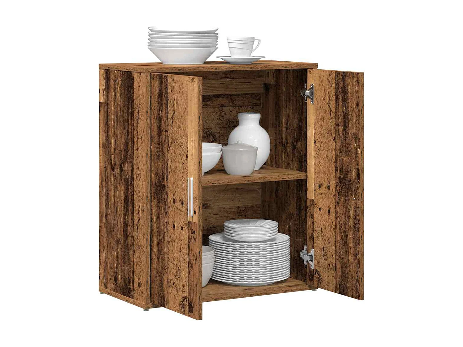 Hochschrank mit Regal mit Stauraum mit Tür 2 Stk. Antikholz 60 x 31 x 70 cm