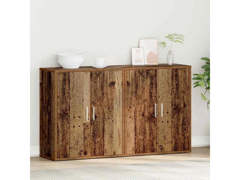 Hochschrank mit Regal mit Stauraum mit Tür 2 Stk. Antikholz 60 x 31 x 70 cm