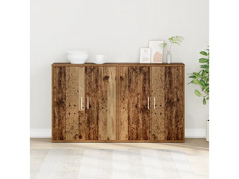 Mobile alto con ripiano con contenitore con anta 2 pz Legno antico 60 x 31 x 70 cm