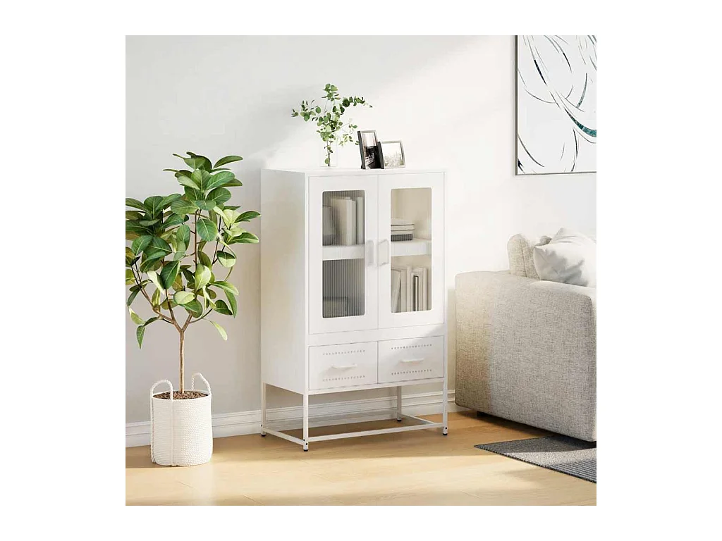 Buffet haut blanc 68x39x111,5 cm acier