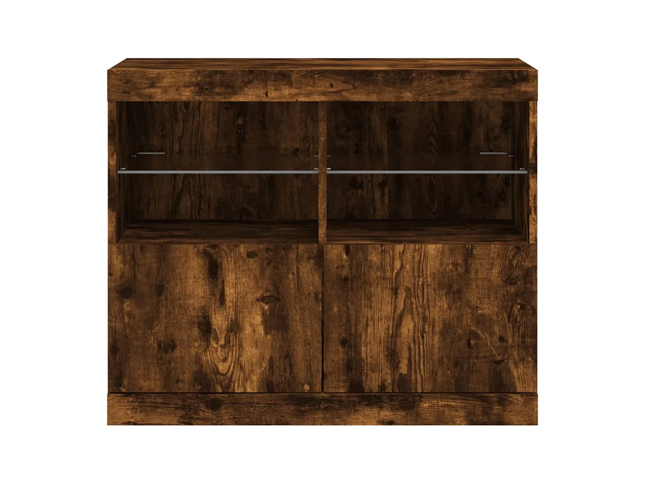 Buffet avec lumières LED chêne fumé 81x37x67 cm