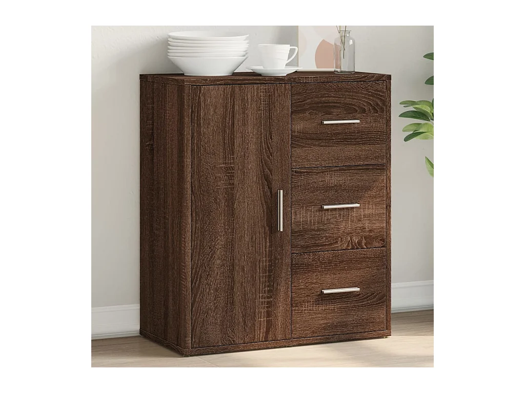 Buffet chêne marron 60x31x70 cm bois d'ingénierie