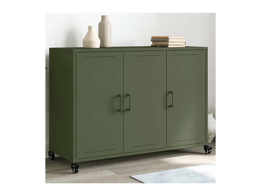 Aparador verde oliva 100,5x39x72 cm acero