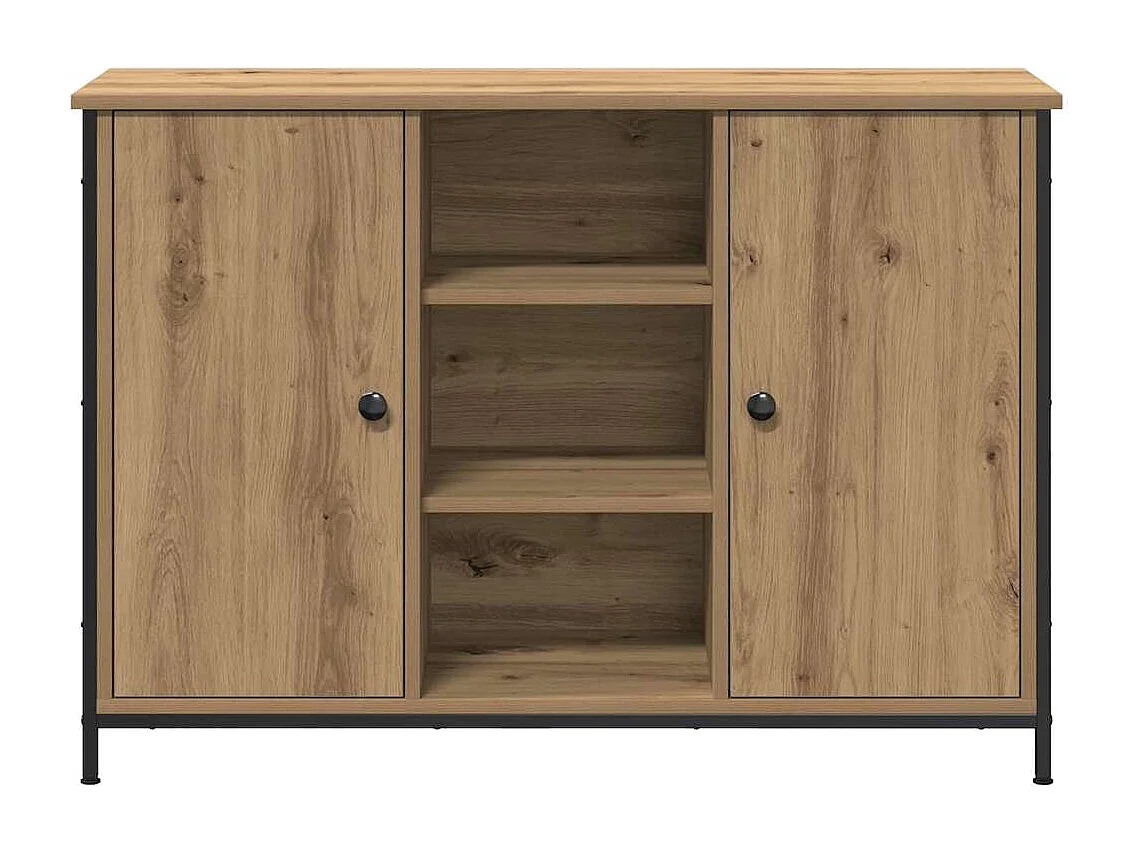 Artisan Sideboard aus Eichenholz, 100 x 35 x 70 cm, Holzwerkstoff und Stahl