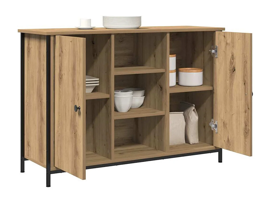 Bahut Artisan Chêne 100x35x70 cm Bois d'ingénierie et Acier