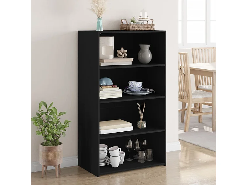 Buffet haut noir 70x41x124 cm bois d'ingénierie