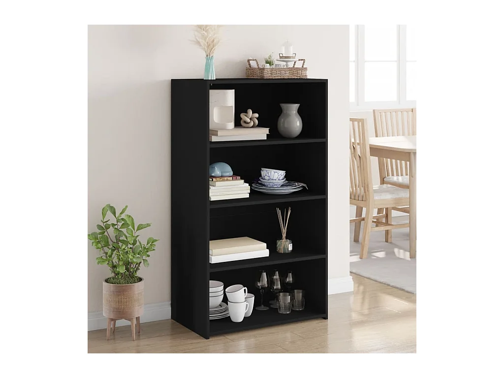 Buffet haut noir 70x41x124 cm bois d'ingénierie