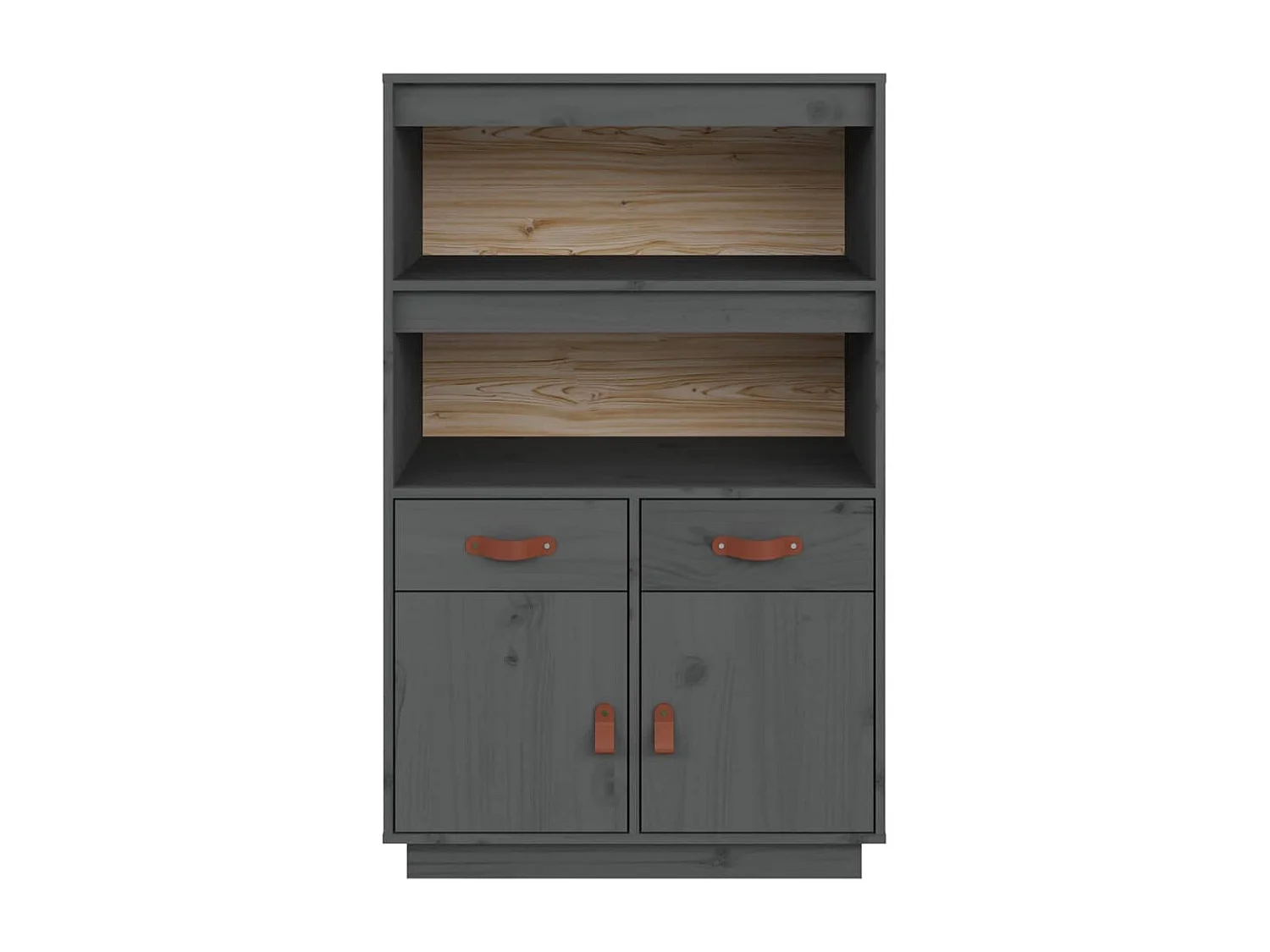 Buffet haut Gris 67x40x108,5 cm Bois massif de pin