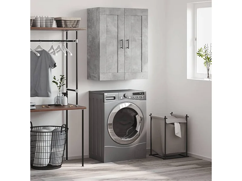 Mobiletto da parete grigio cemento 69,5x34x90 cm in legno ingegnerizzato