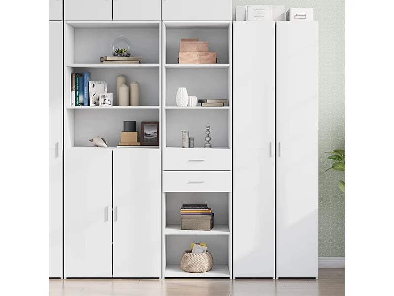 Buffet haut blanc 50x42,5x185 cm bois d'ingénierie