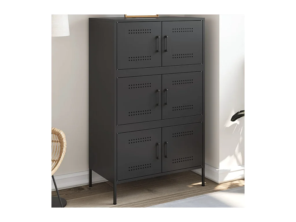 Buffet haut noir 68x39x113 cm acier