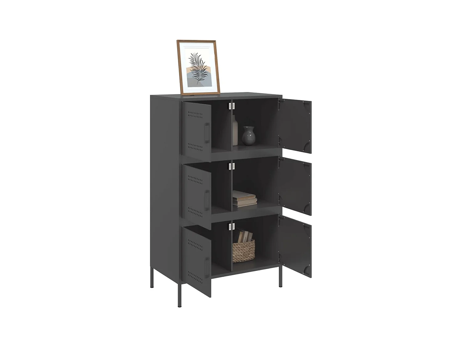 Buffet haut noir 68x39x113 cm acier