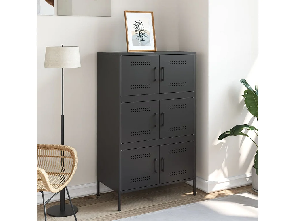 Buffet haut noir 68x39x113 cm acier